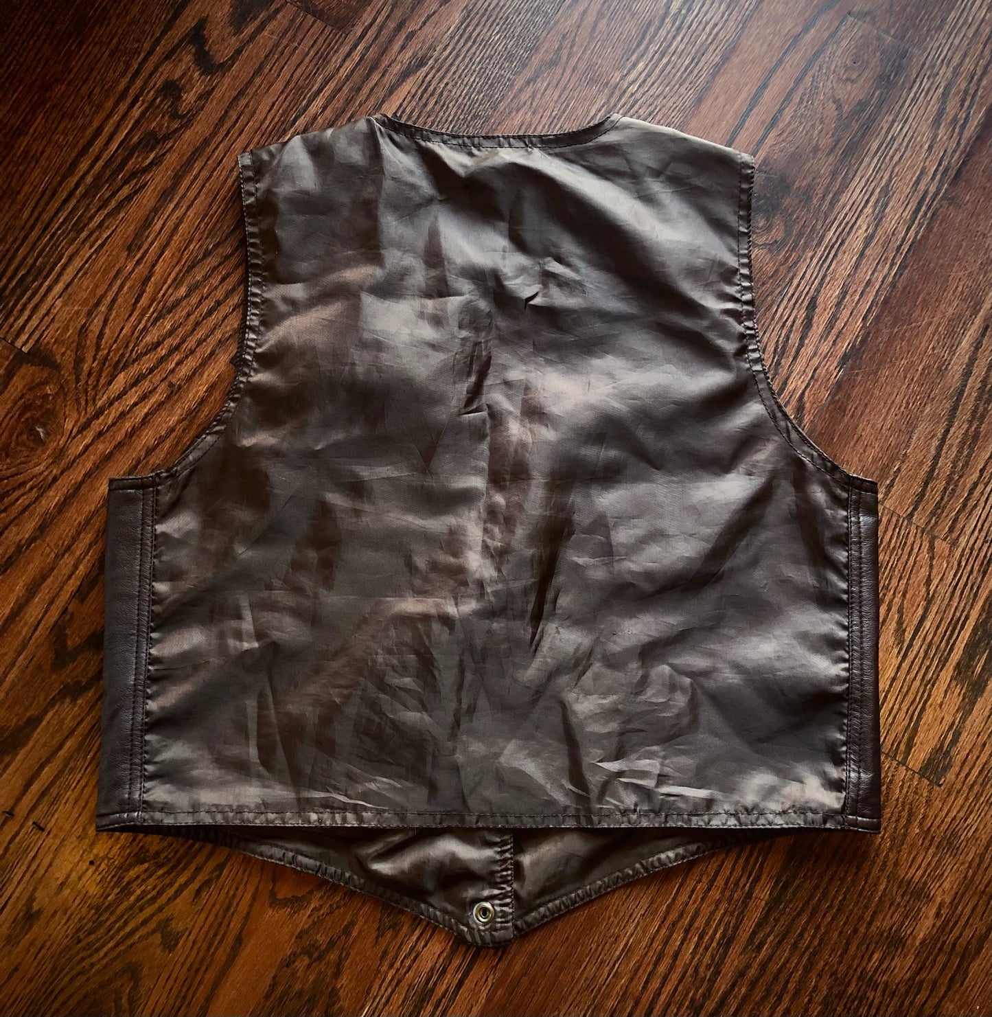 Brown Faux Leather Gaby Snap Button Vest