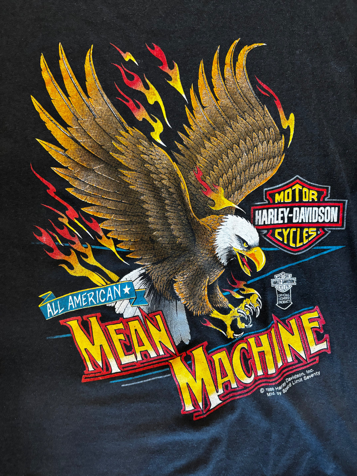Vintage 1988 Harley-Davidson “Mean Machine” Fiery Eagle Short Sleeve T-Shirt