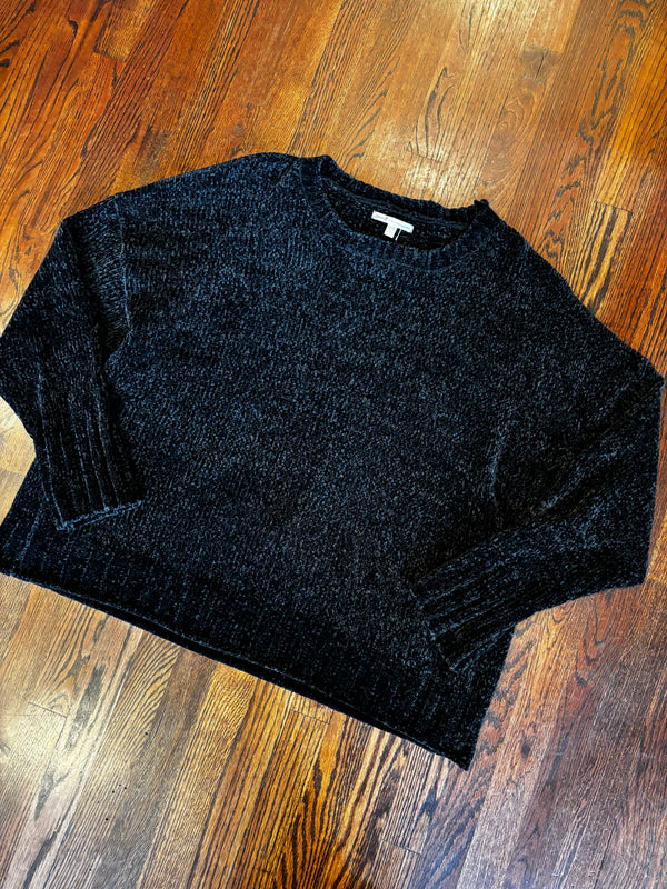 Black Knit Chenille Knit Sweater