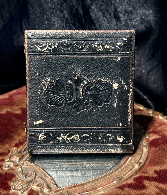 Antique Small Leather Ornate Gold Frame Portrait