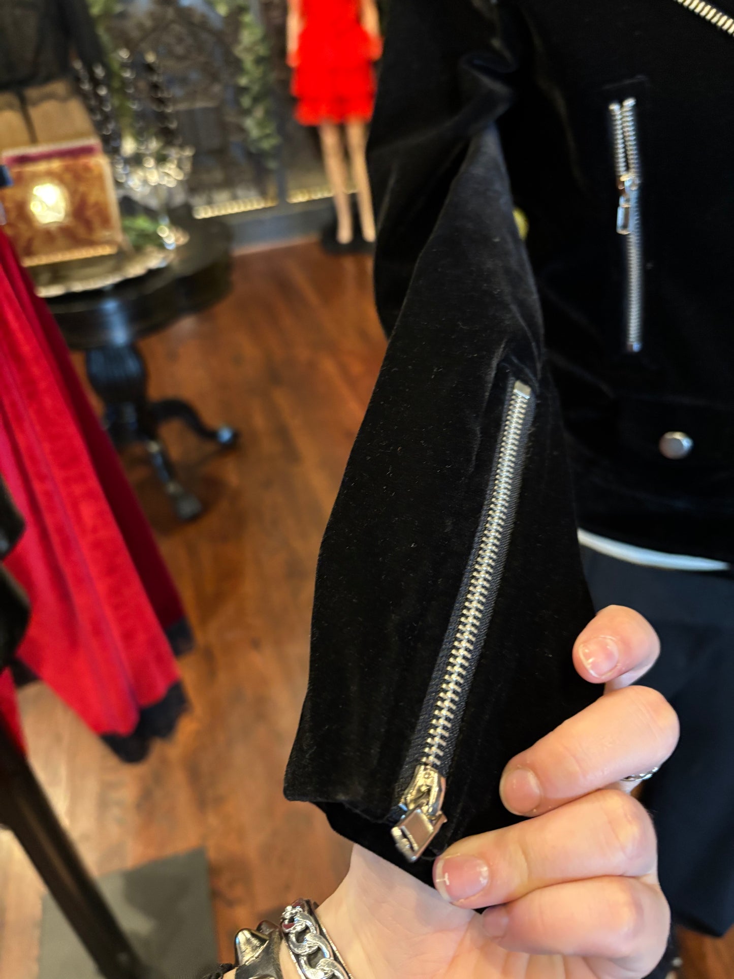 RE:NAMED Black Velvet Moto Jacket