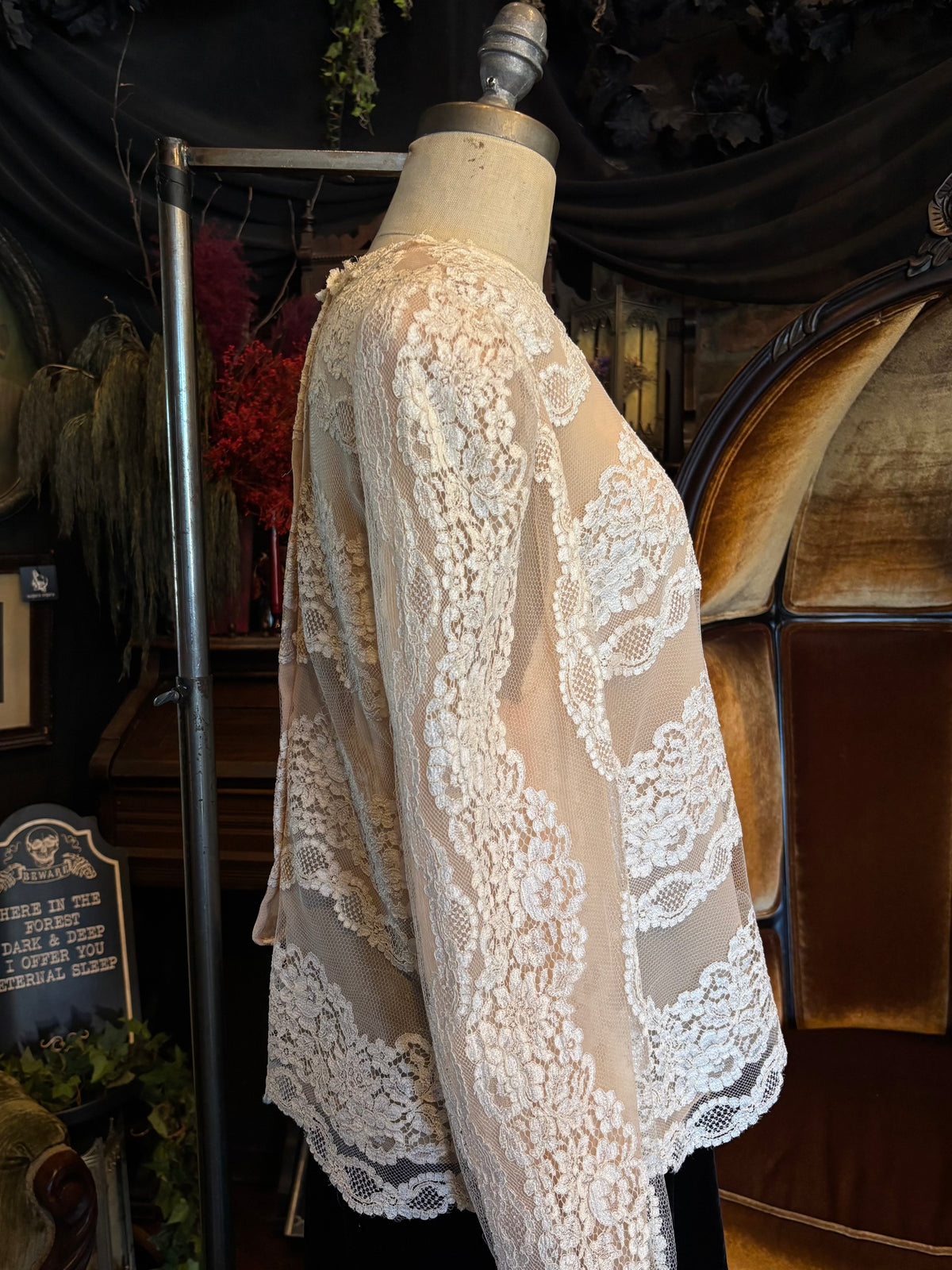 Vintage Gorgeous Cream and White Sheer Lace Blouse