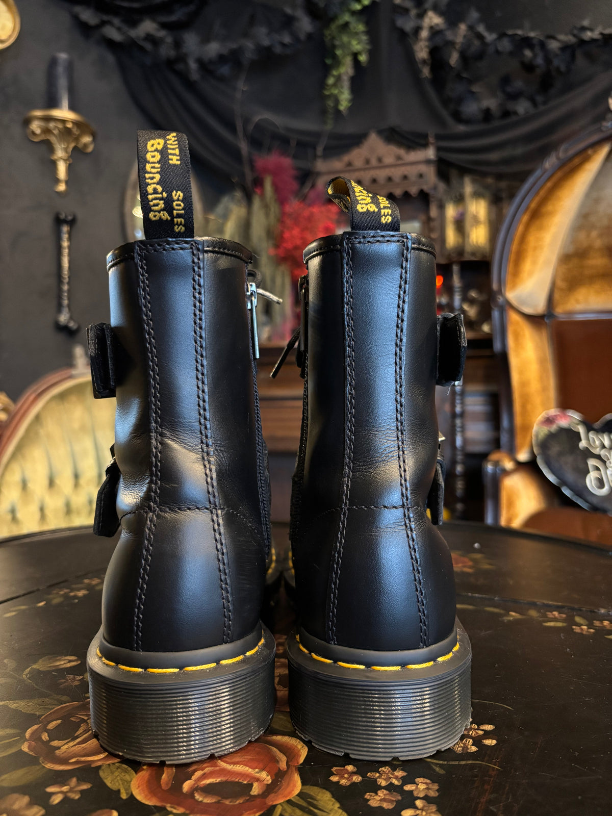 1460 Buckle Pull Up Leather Lace Up Boots