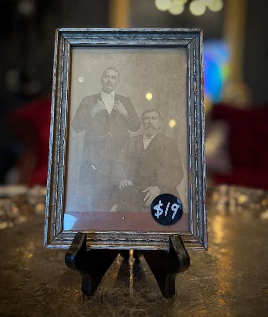 Vintage Framed Portrait Photo of Two Unknown Male Sitters