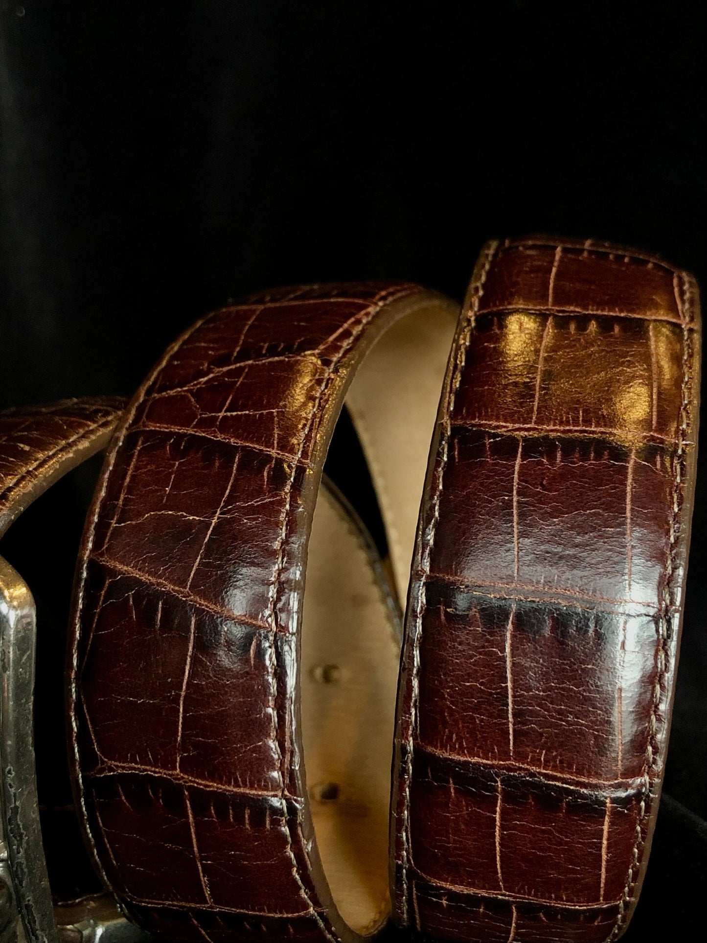 Brighton Leather Brown Crocodile Belt