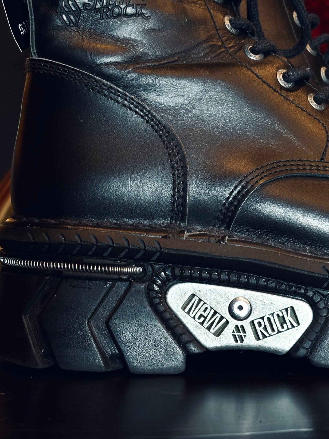 New Rock MMILI084N-S6 Black Leather Platform Boots