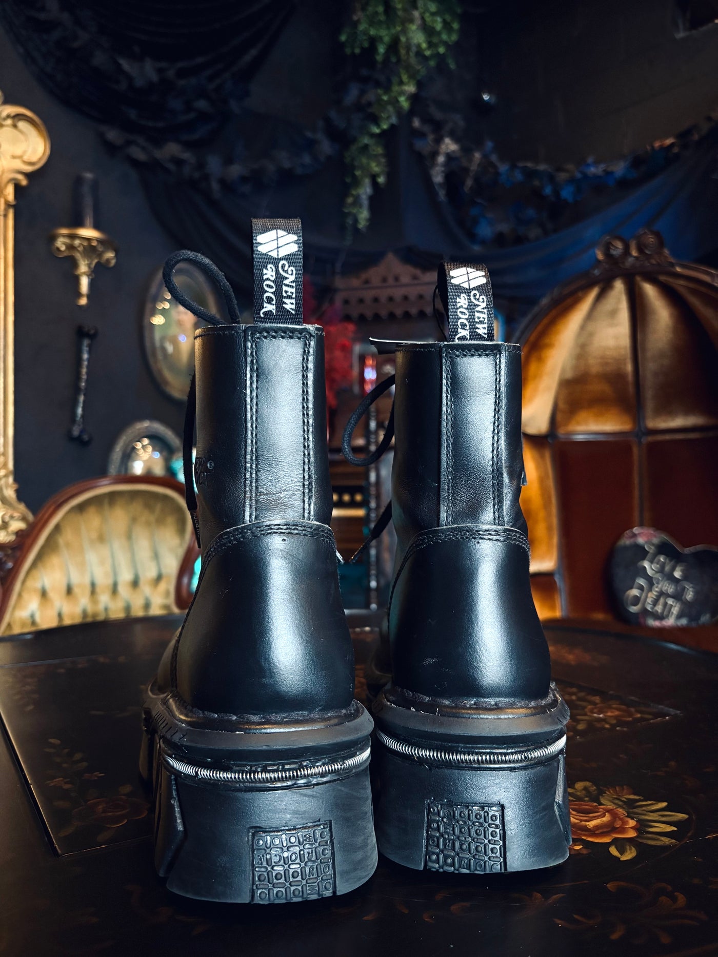 New Rock MMILI084N-S6 Black Leather Platform Boots
