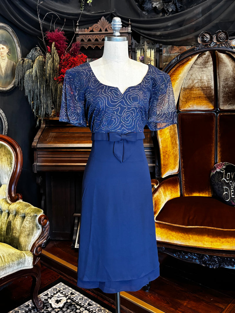 Vintage 90’s Blue Glitter Mini Baby Doll Dress