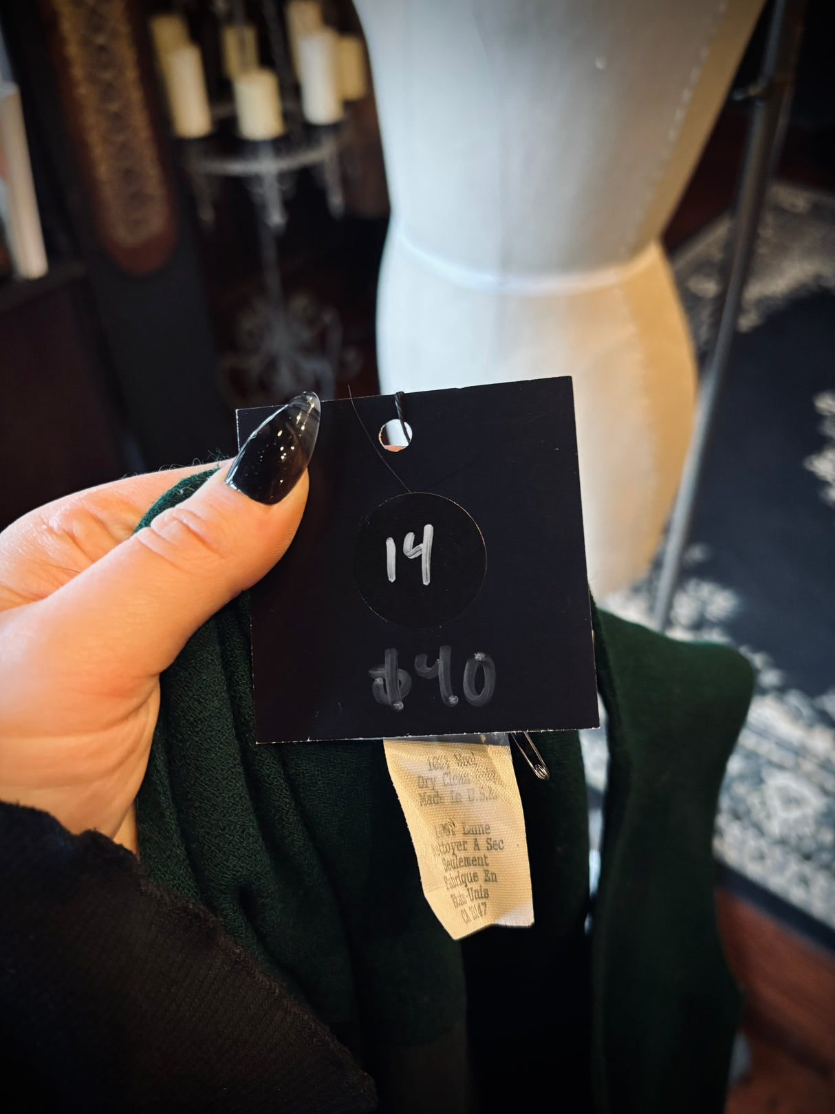 Vintage Talbots Sara Campbell Emerald Green Wool Button Down Midaxi Dress
