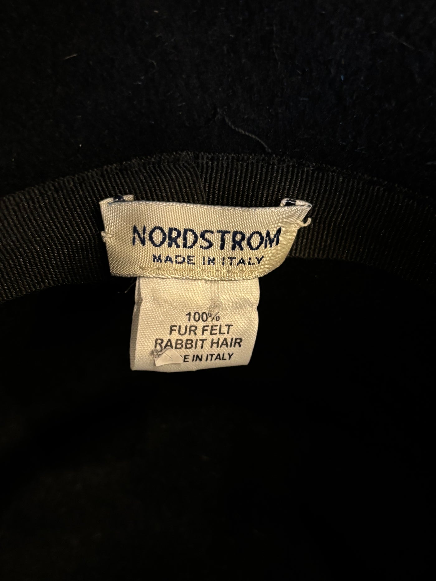 Vintage Nordstrom Chic Black Asymmetrical Felt Hat With Flower Detail