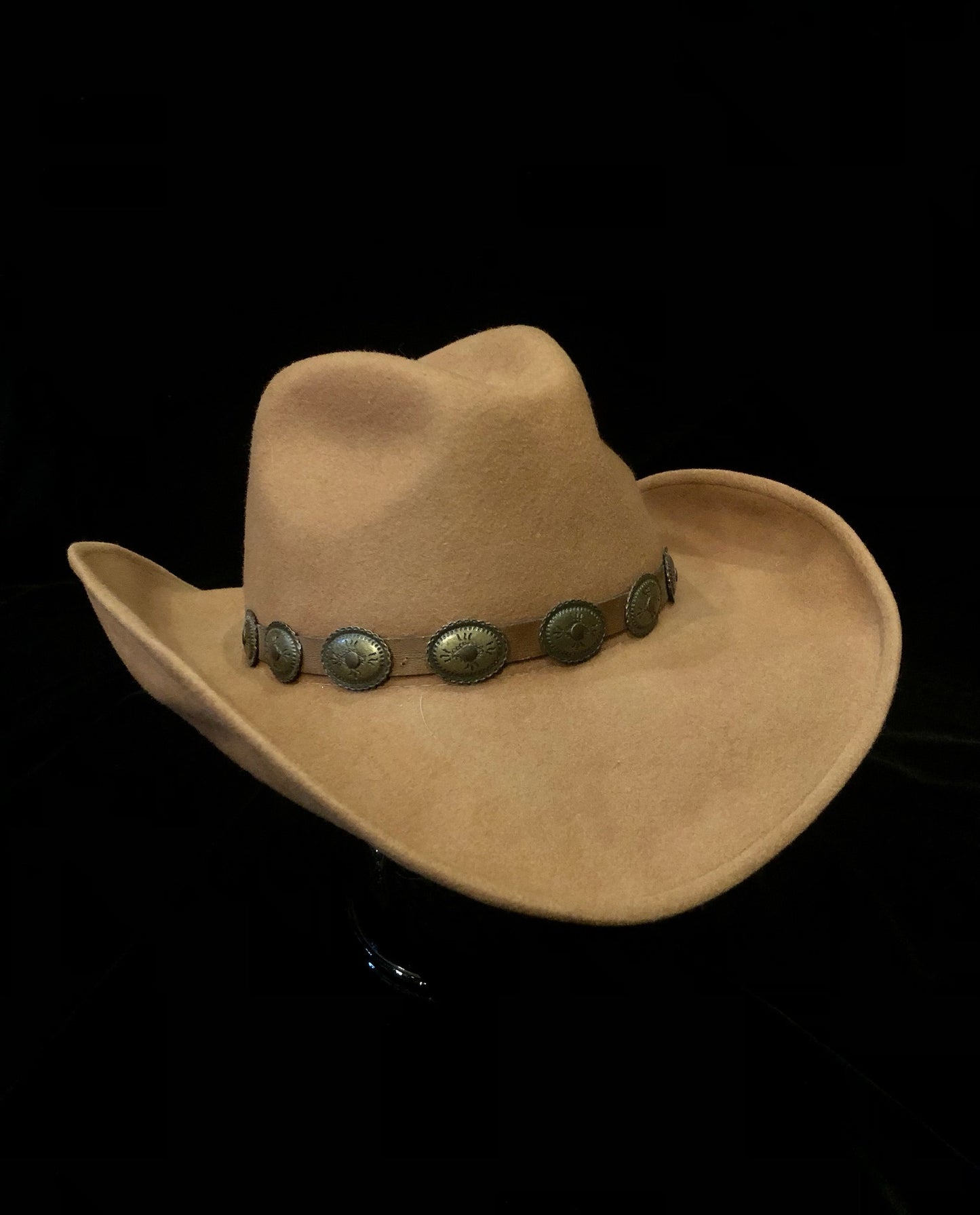 Tan Wool Western Style Buckled Cowboy Hat