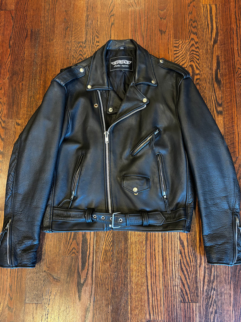 Classic Unik Black Leather Motorcycle Jacket