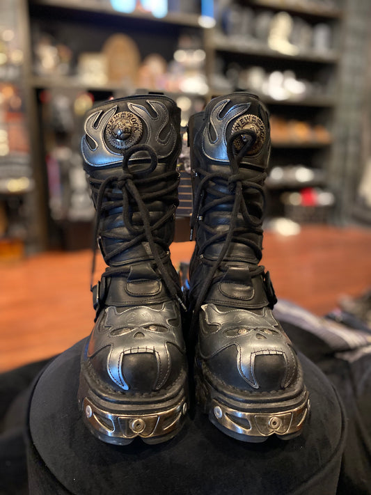 New Rock 107-S2 BLK/SLV Flame Boots