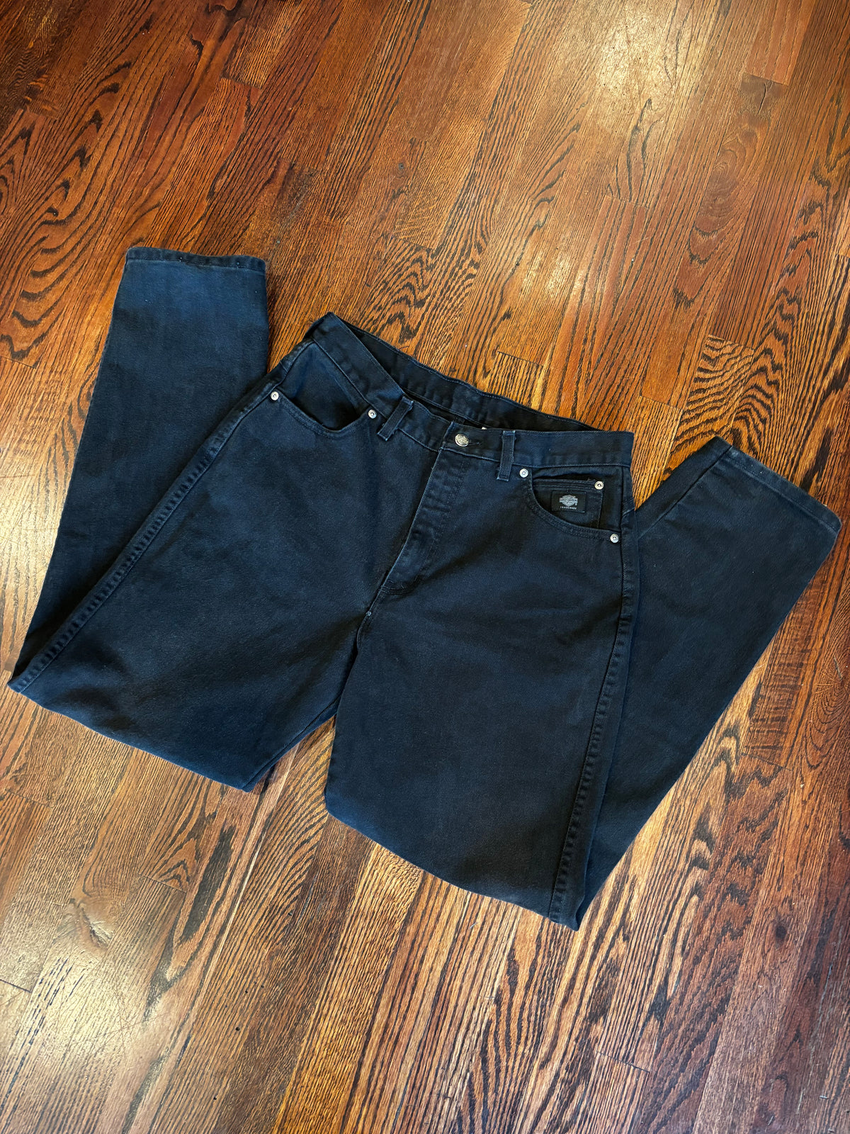 Vintage Harley-Davidson Washed Black Mid Rise Straight Leg Jeans