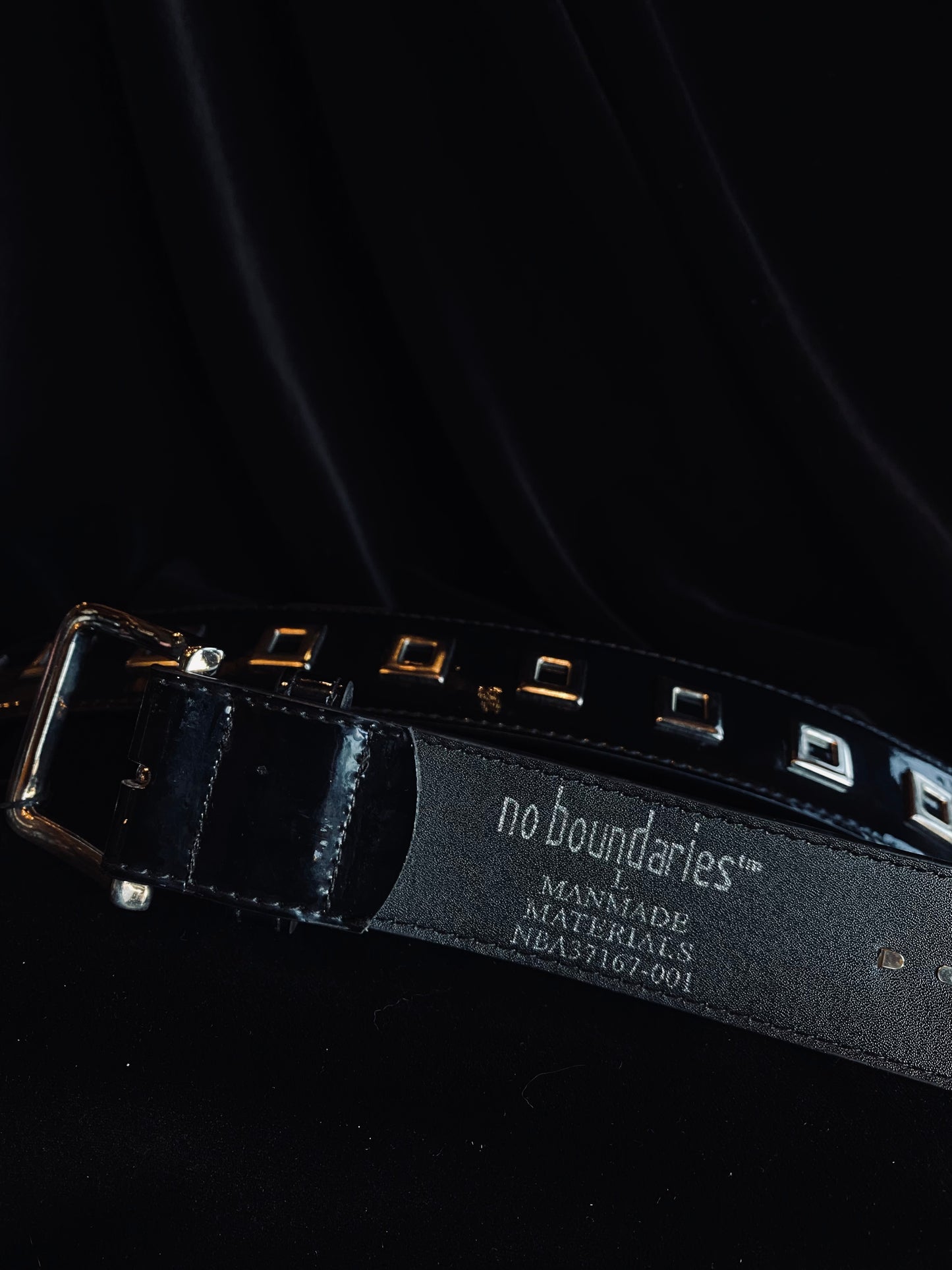 No Boundaries Black Patent Leather Square Hardware Belt