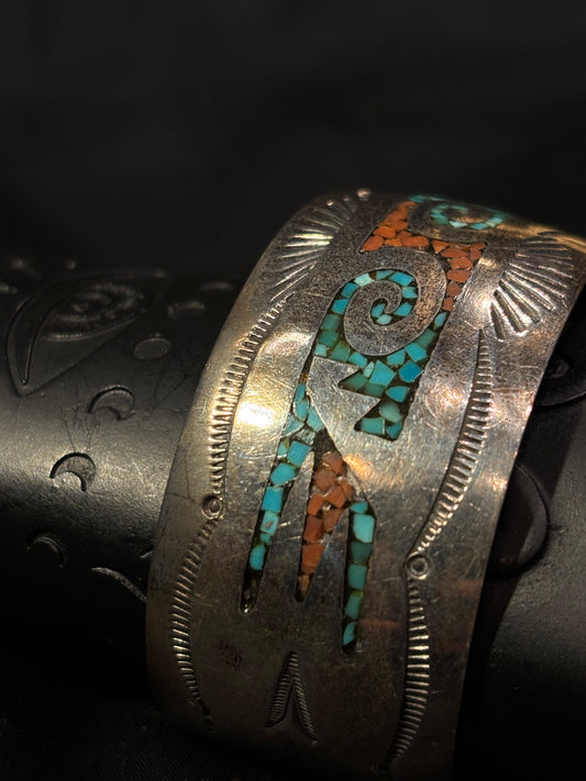 Juan Singer VINTAGE NAVAJO TURQUOISE STERLING SILVER BRACELET