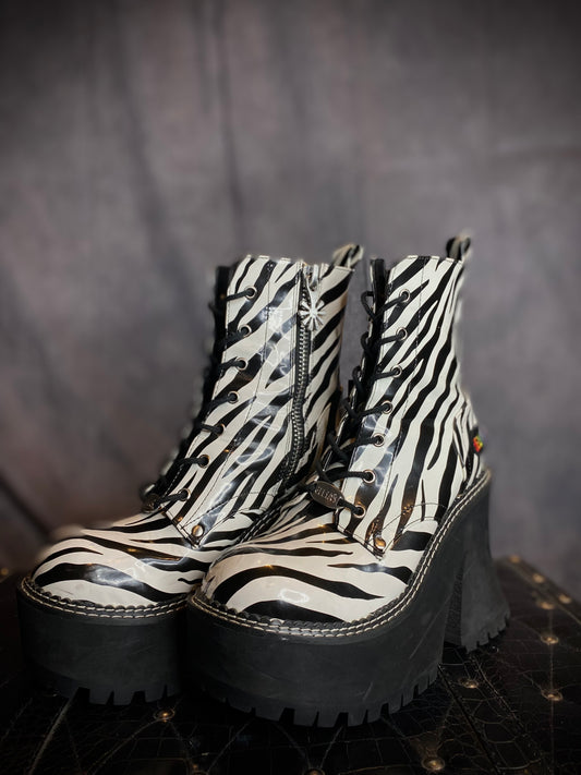 dELiA’s Zebra Print Platform Boots