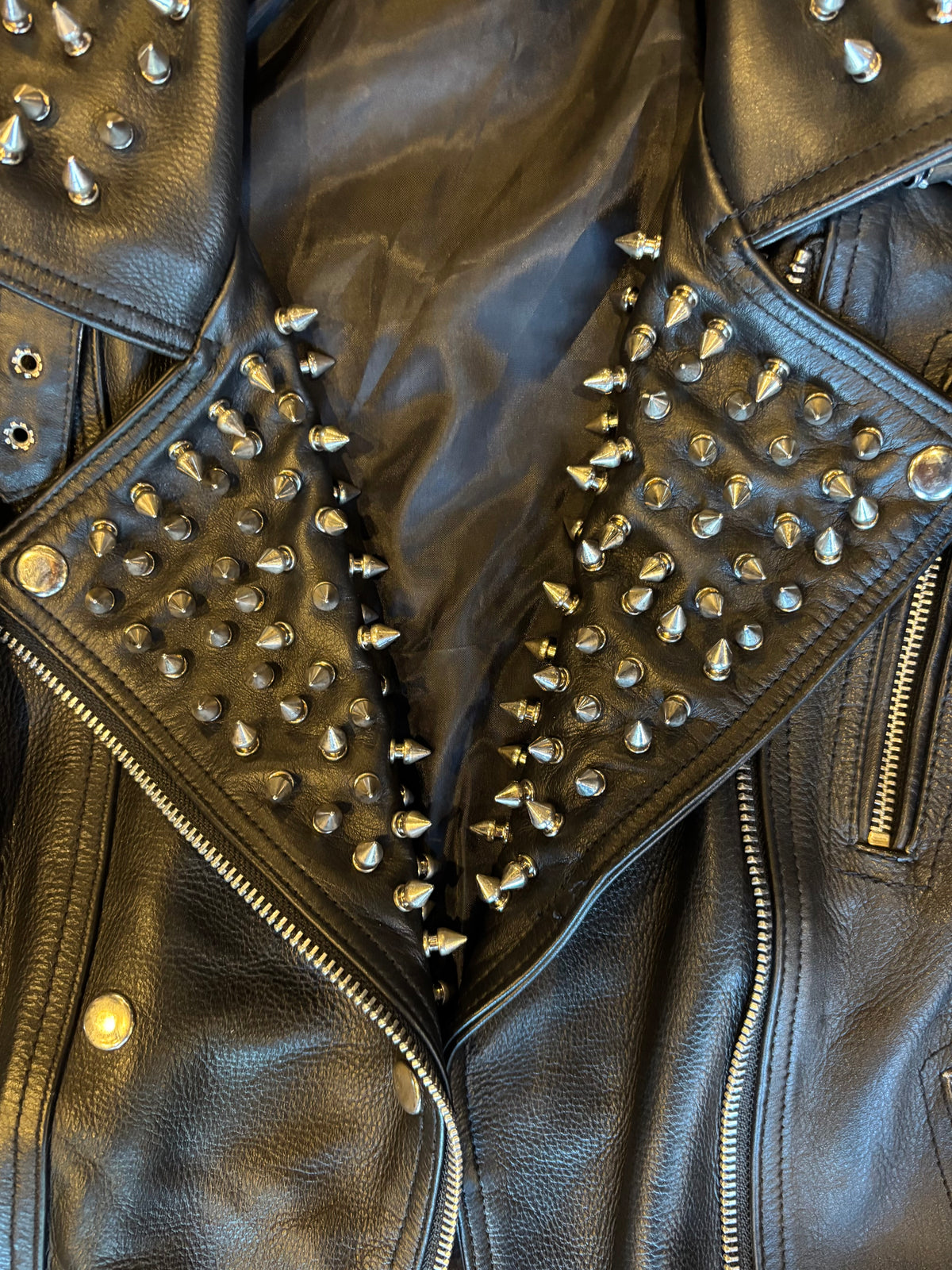 Beautiful & Brutal Custom Black Leather Studs and Spikes Motorcycle Jacket