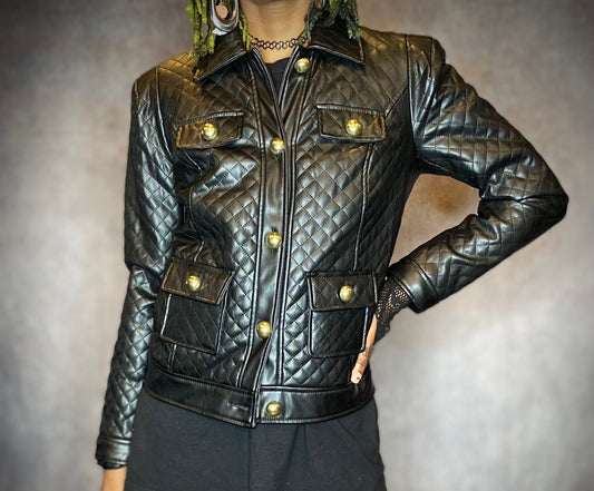 G by Giuliana Black Label Quilted Faux Leather Jacket