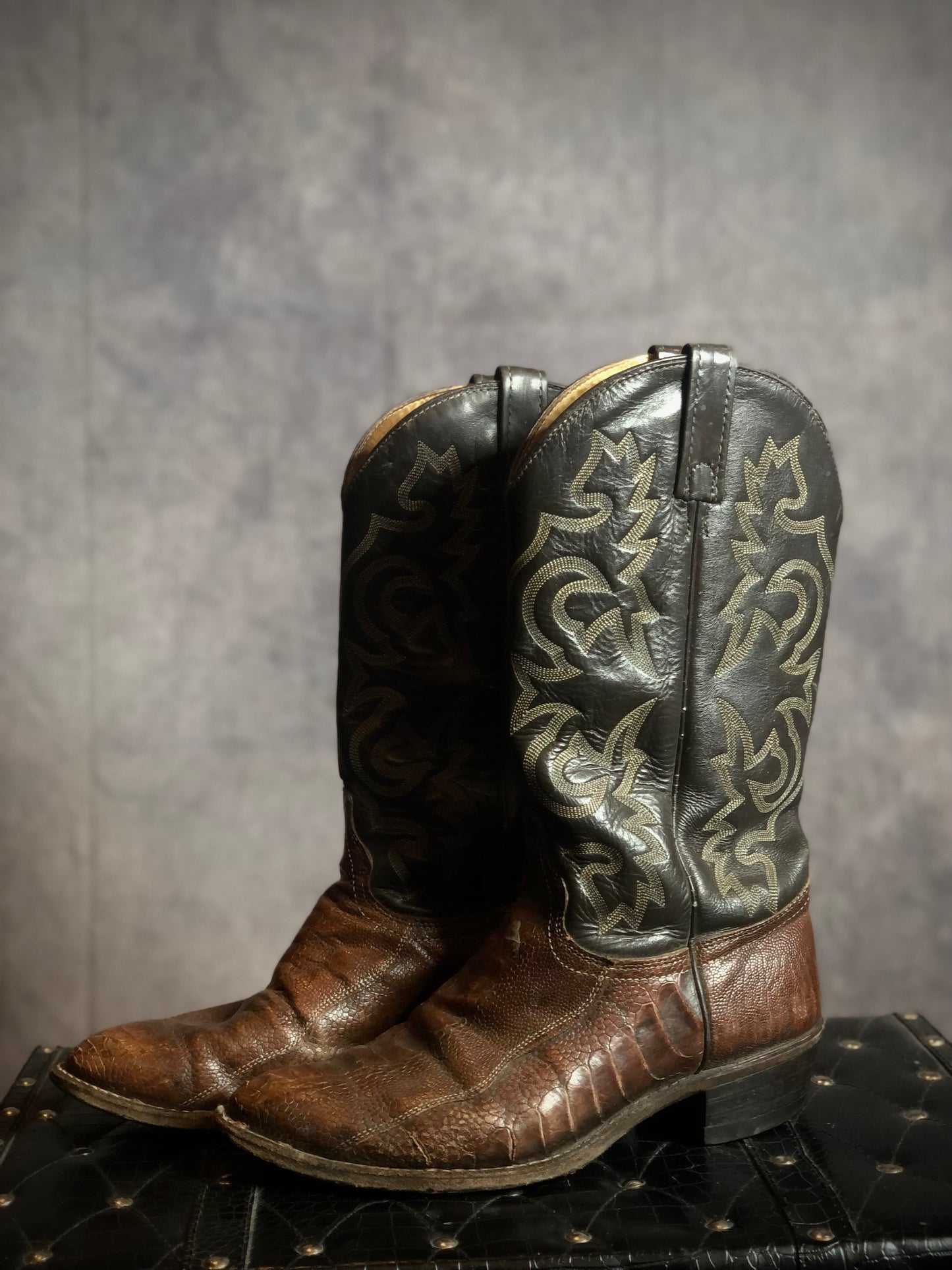 Vintage J. Chisholm Brown Reptile Leather Cowboy Boots