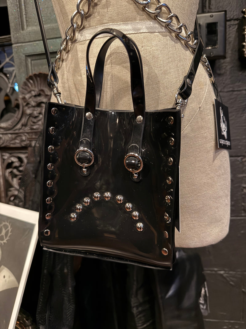 Zana Bayne Black PVC Mini Moody Crossbody Handbag