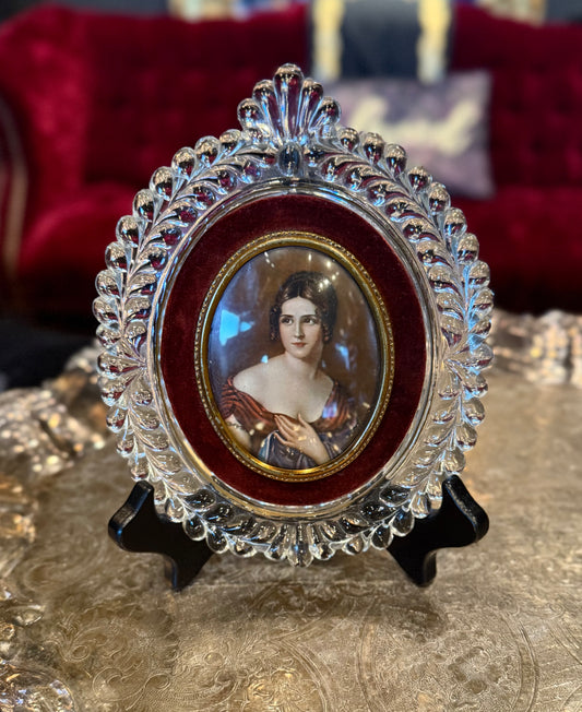 Antique Ornate Glass Framed Cameo Portrait of Pauline Bonaparte