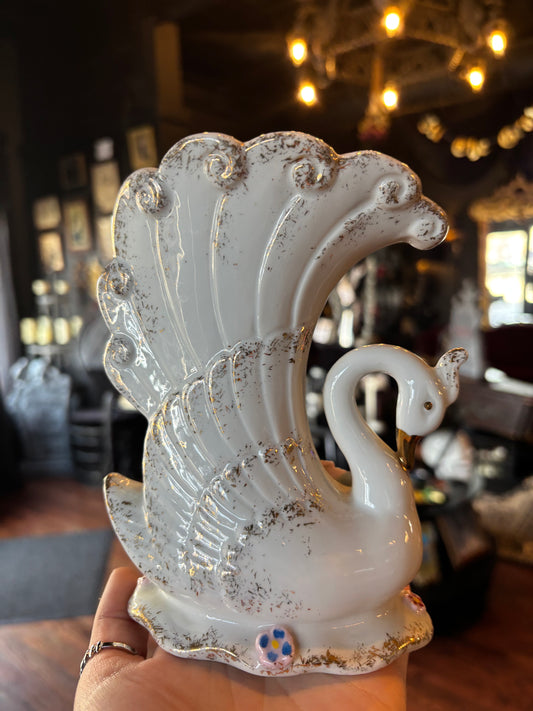 Porcelain Swan with Bone china roses