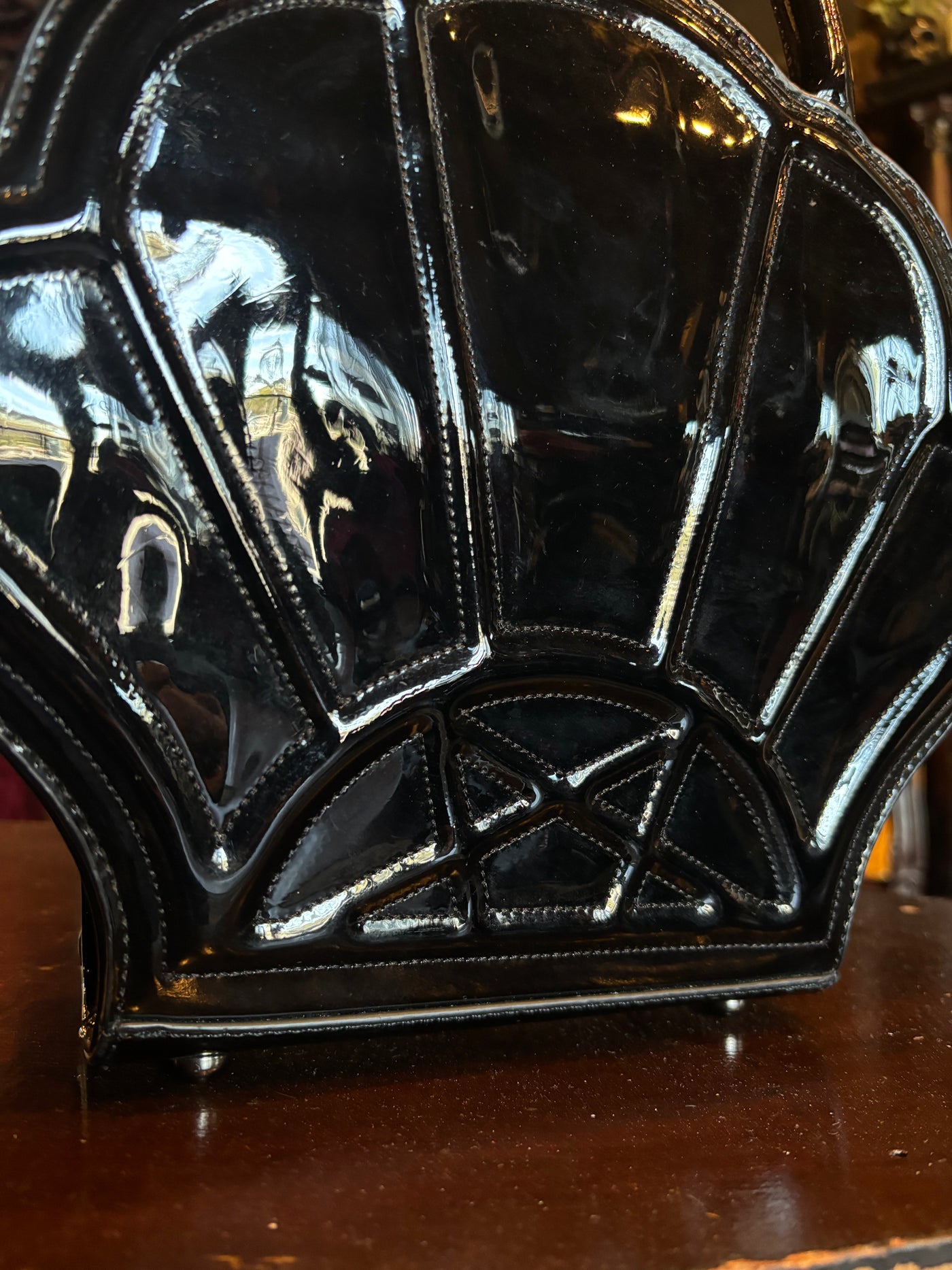 Killstar Black Vinyl Seashell Handbag w/Adjustable Crossbody Strap