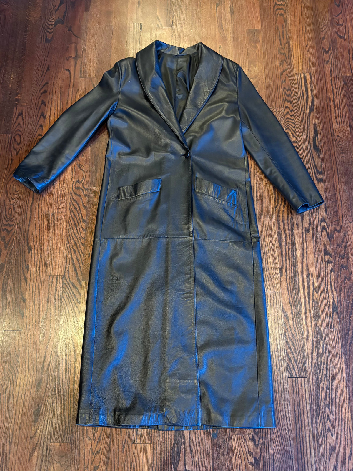 Vintage Gorgeous and Soft Long Black Leather Coat