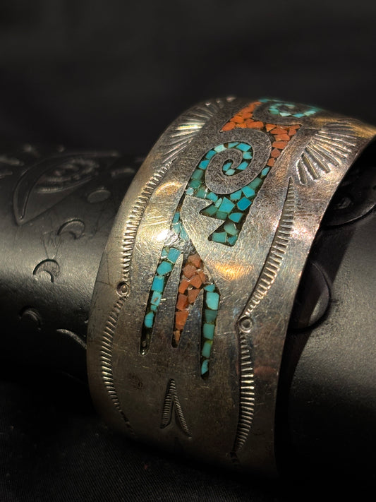 Juan Singer VINTAGE NAVAJO TURQUOISE STERLING SILVER BRACELET