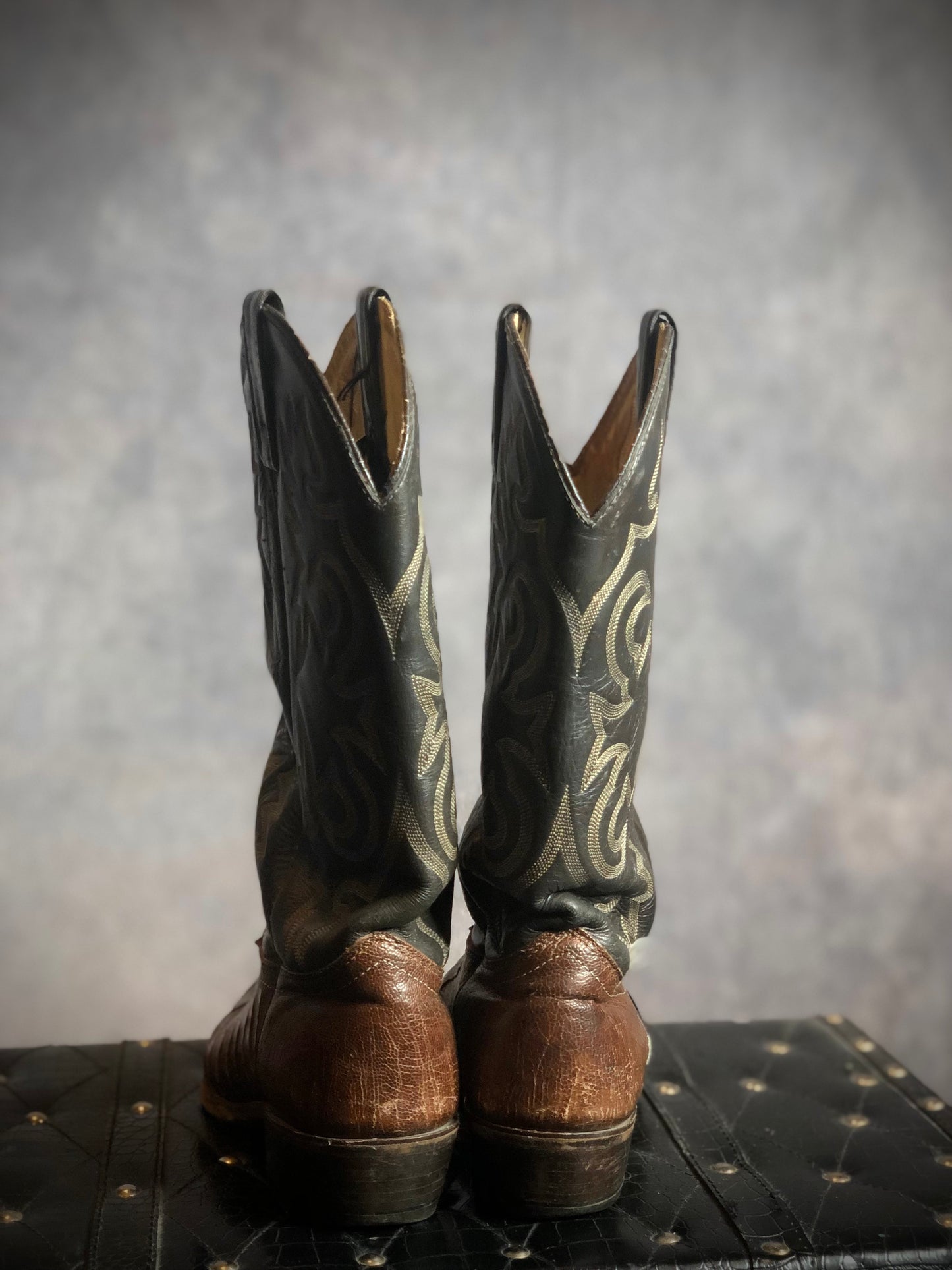 Vintage J. Chisholm Brown Reptile Leather Cowboy Boots