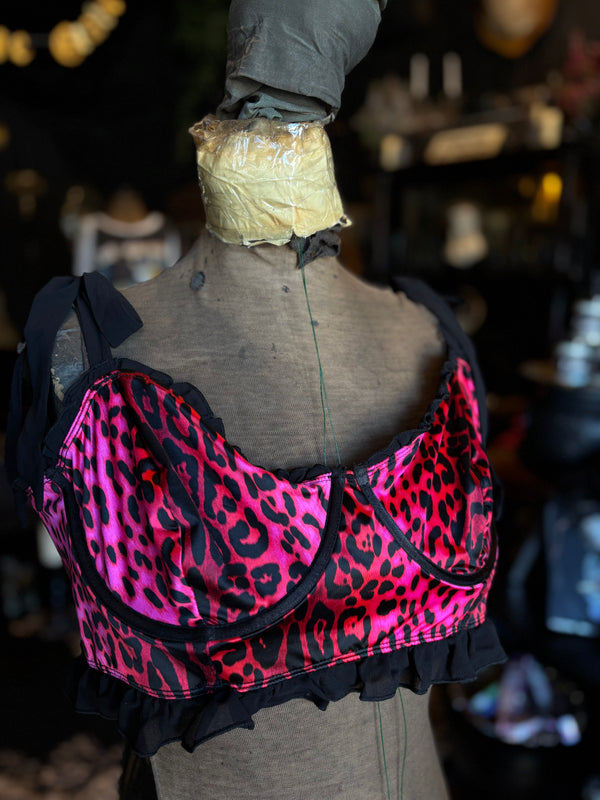Torrid X Betsey Johnson Pink Leopard Print Bustier Bra