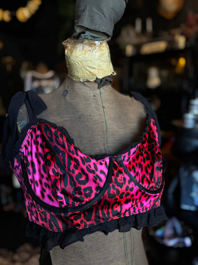 Torrid X Betsey Johnson Pink Leopard Print Bustier Bra