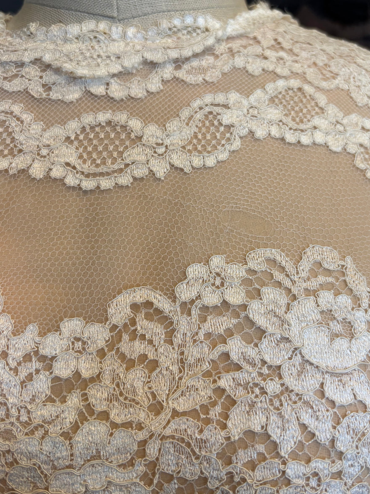 Vintage Gorgeous Cream and White Sheer Lace Blouse