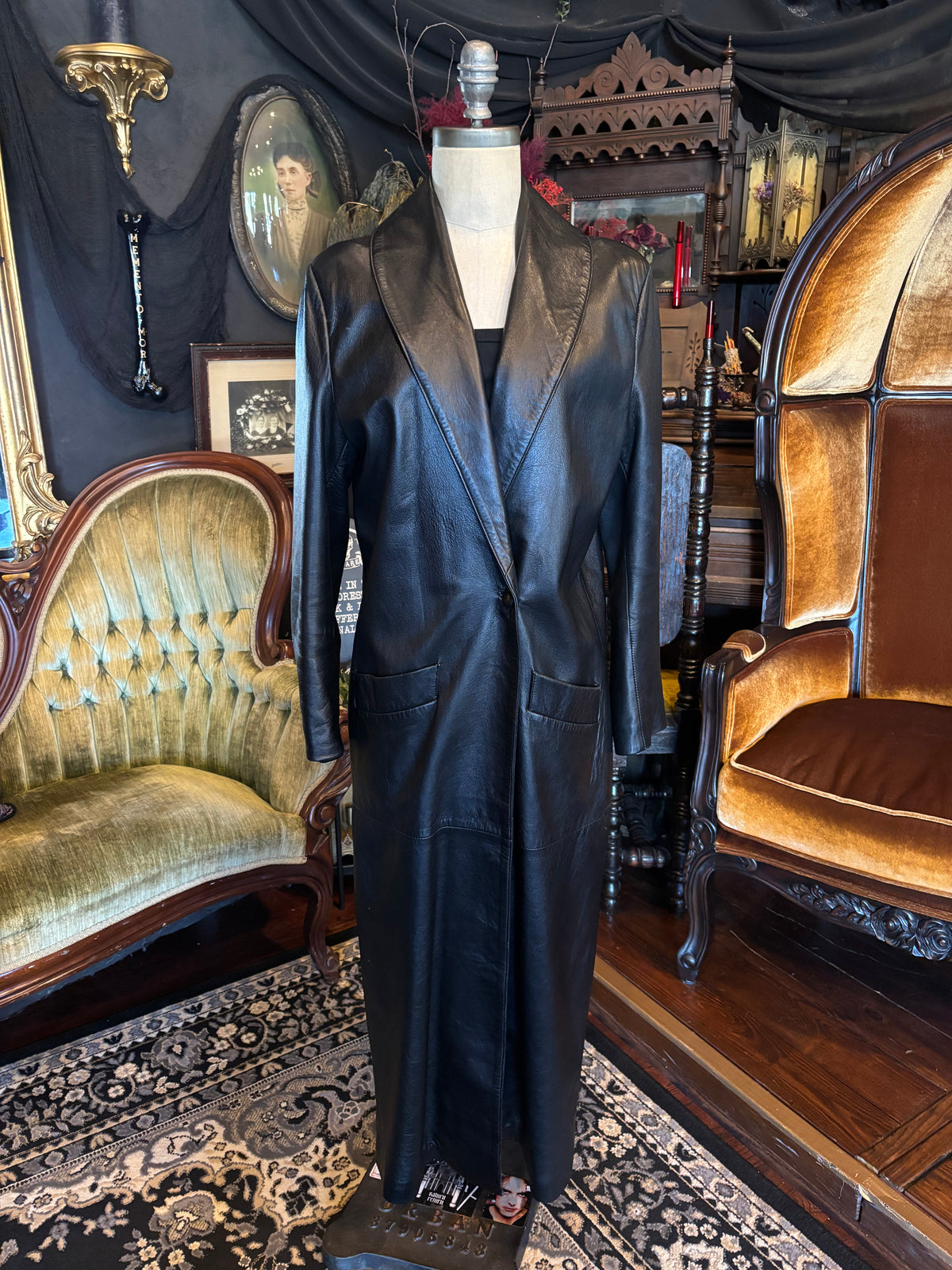 Vintage Gorgeous and Soft Long Black Leather Coat