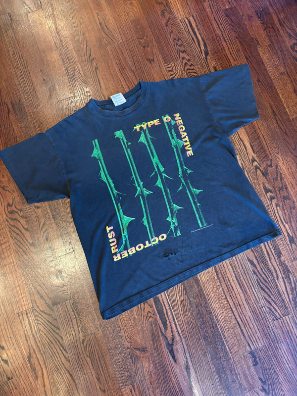Vintage Rare Authentic 1996 Type O Negative “October Rust” Album Cover Short Sleeve T-Shirt Blue Grape