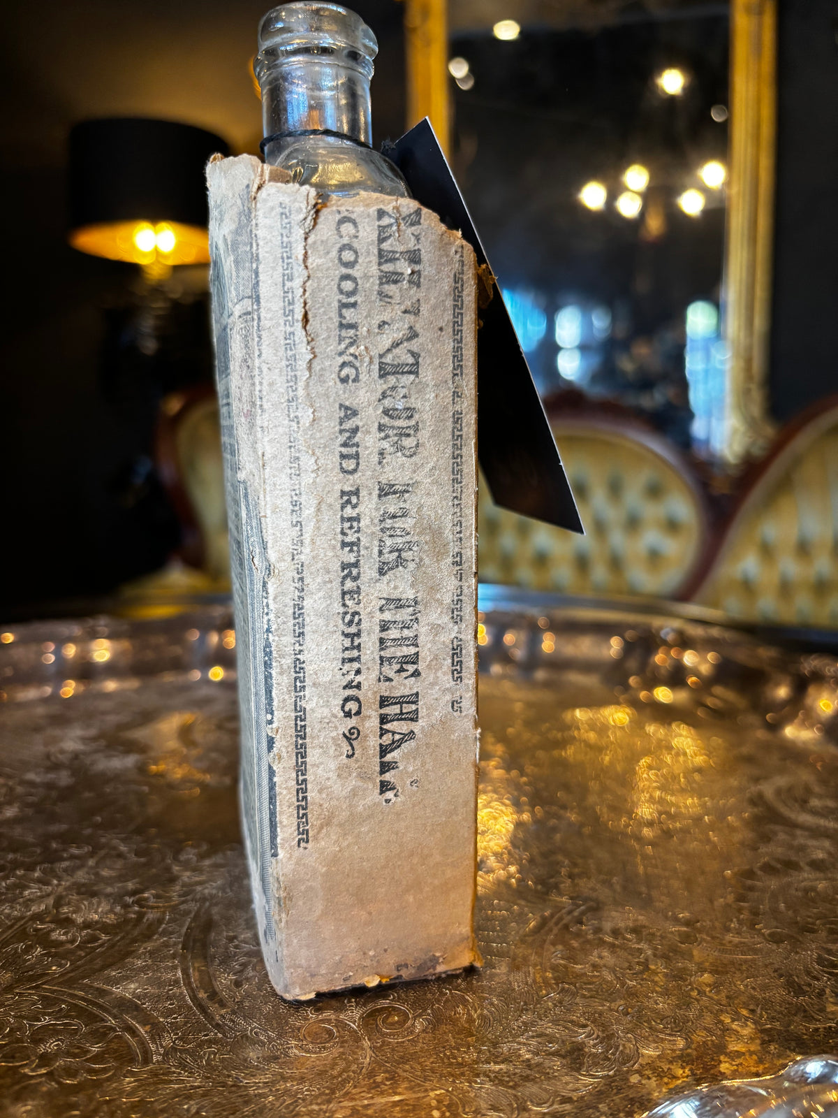 Antique Westphal’s Glass Hair Tonic Bottle with Original Packaging