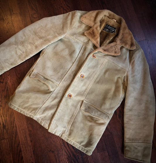 Vintage The Leather Shop Tan Suede Fur-Lined Jacket