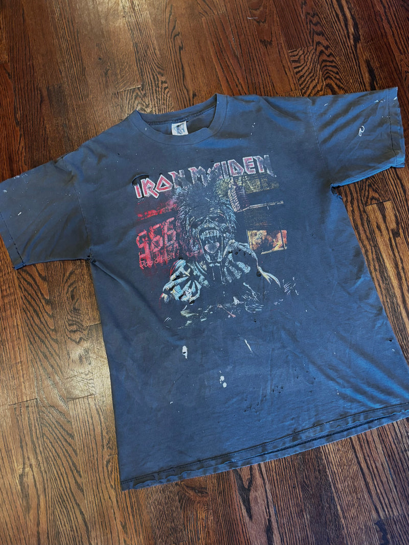 Vintage 1993 Iron Maiden Radio Hell 666fm ‘A Real Dead One’ Single Stitch Eddie Faded Short Sleeve Band T-Shirt