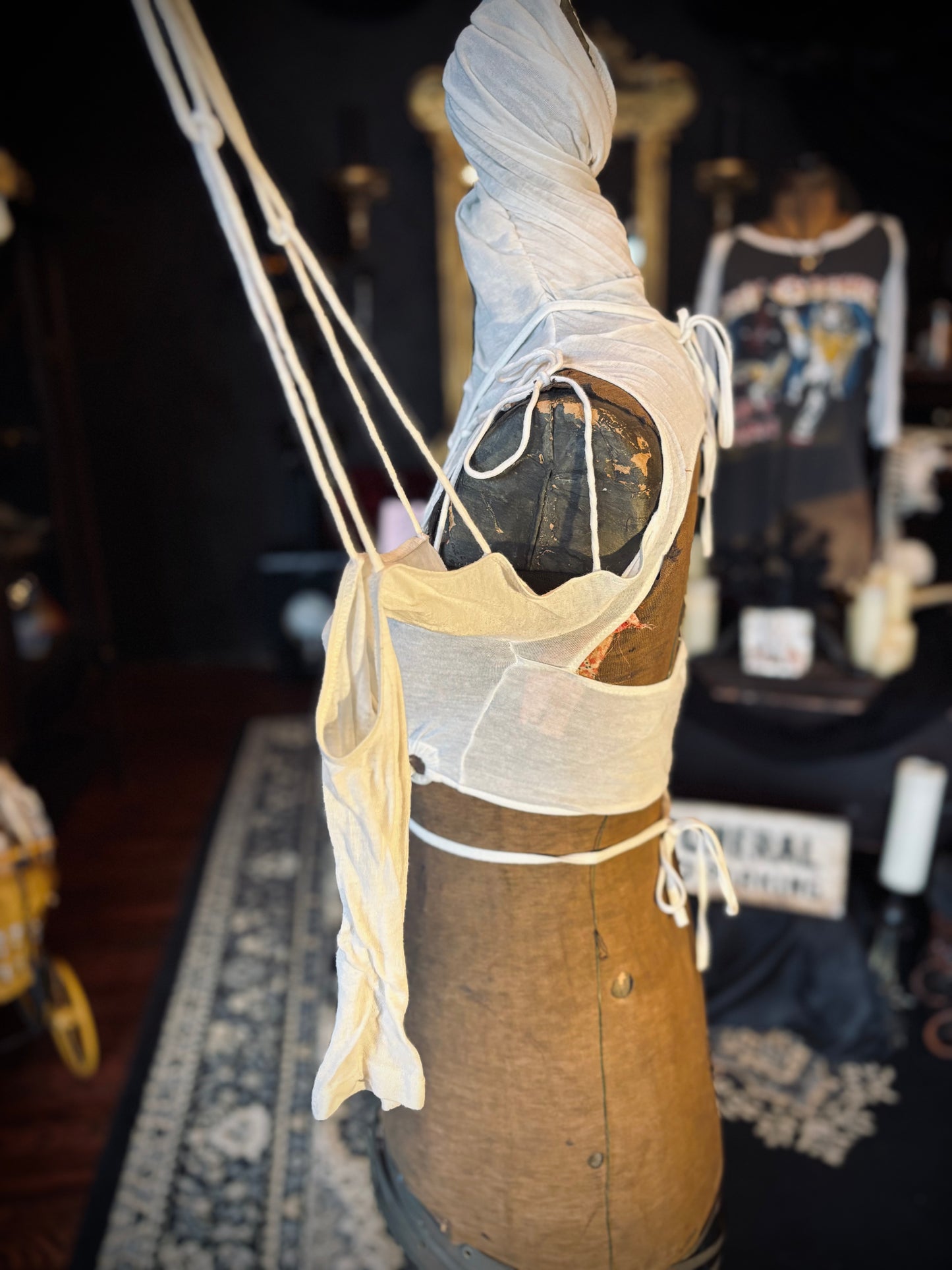 CLUBEXX Strappy white long sleeve hooded top