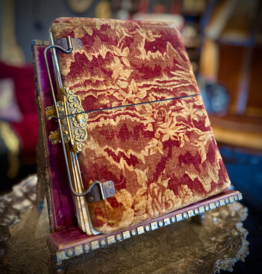 Antique Floral Velvet Brass Detailed Mirrored Horseshoe Decorated Photo Album
