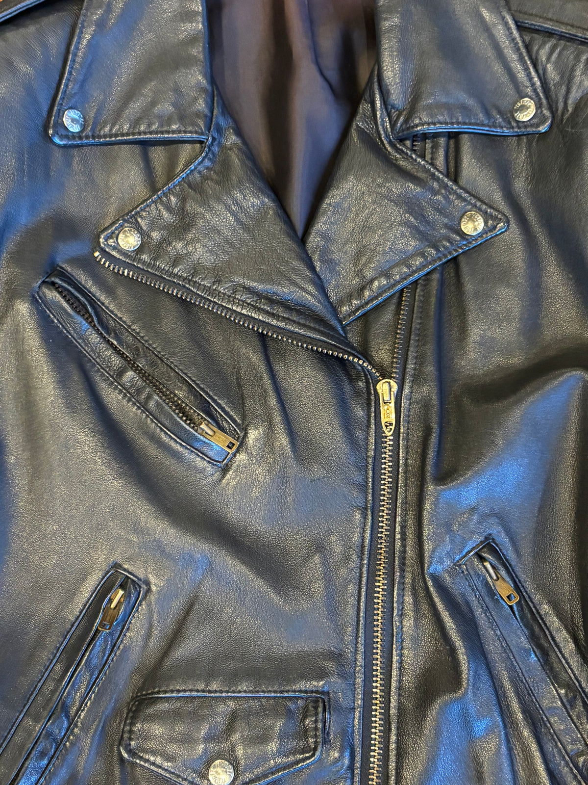 Vintage ‘Leatherbound USA’ Soft Black Leather Cropped Motorcycle Jacket
