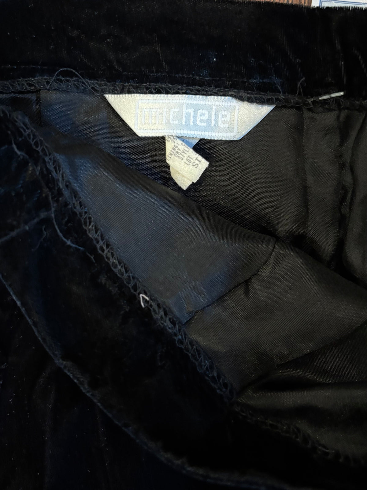 90s Deadstock Whimsygoth Black Velvet Pencil Shirt