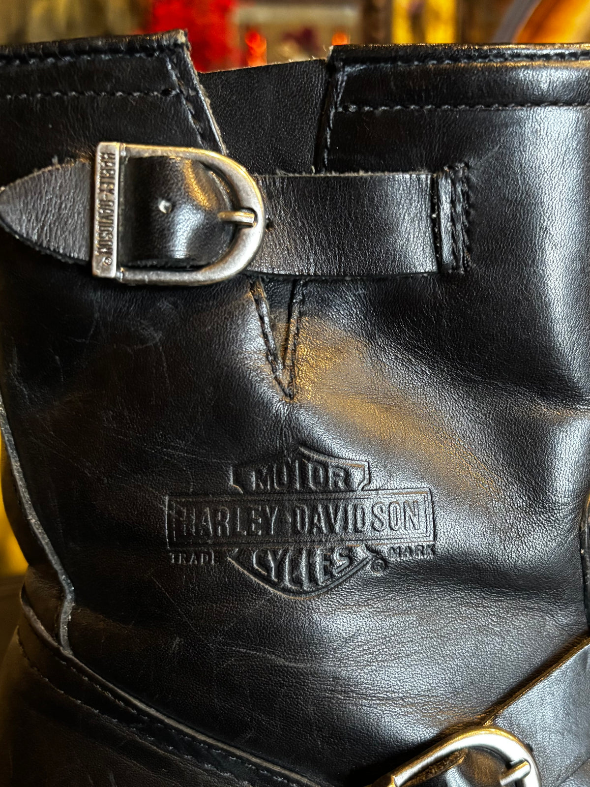 Leather Harley Davidson Buckle Moto Boots
