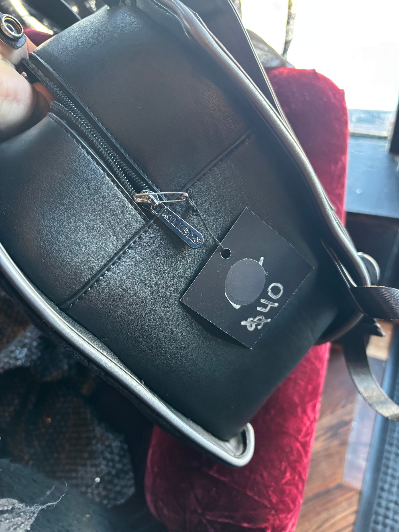 Killstar Wednesday Black Velvet and Vegan Leather Nevermore Backpack