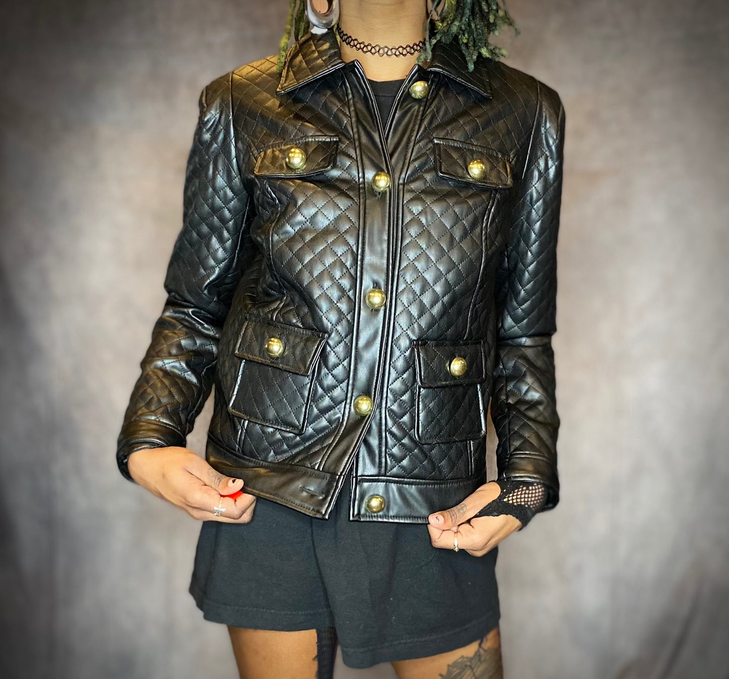 G by Giuliana Black Label Quilted Faux Leather Jacket