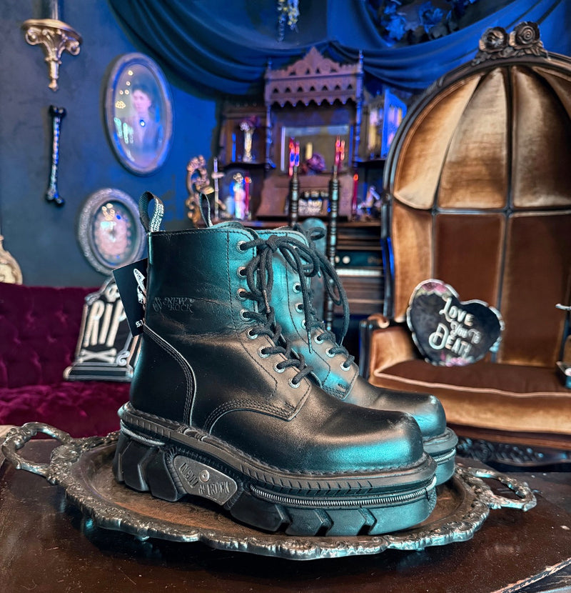 New Rock MMILI084N-S6 Black Leather Platform Boots