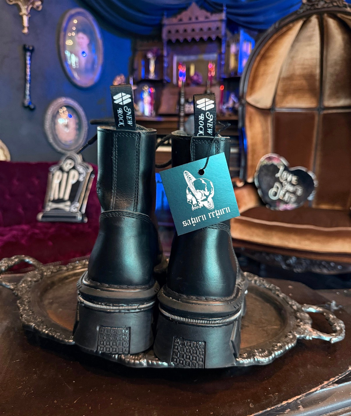 New Rock MMILI084N-S6 Black Leather Platform Boots
