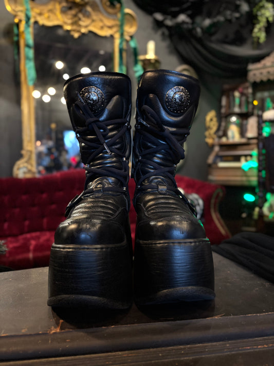 New Rock Modern Black Multi-Buckle Platform Boots EU 39