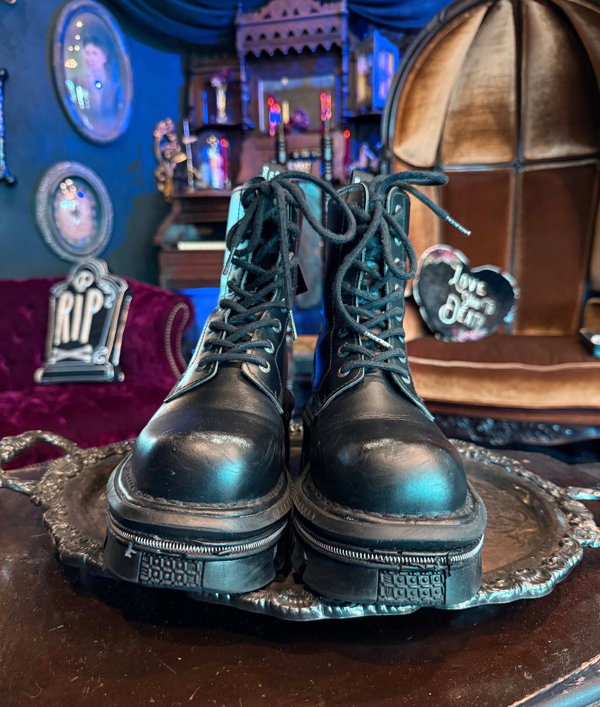 New Rock MMILI084N-S6 Black Leather Platform Boots
